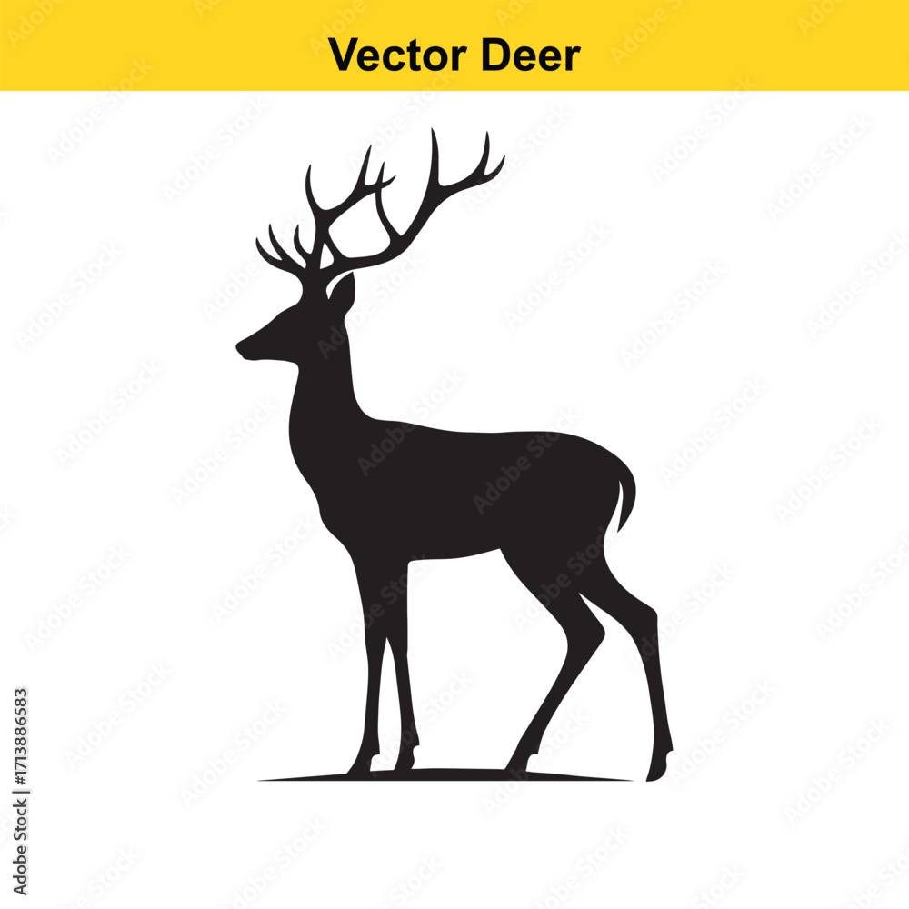 Fototapeta premium Deer Silhouette – Minimalist Wildlife Vector Art