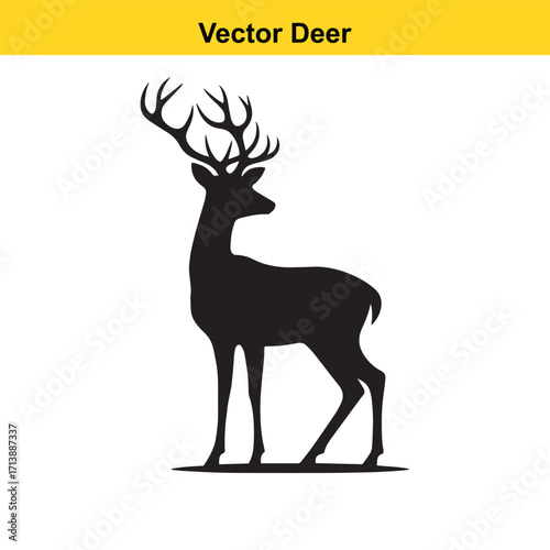 Deer Silhouette – Minimalist Wildlife Vector Art