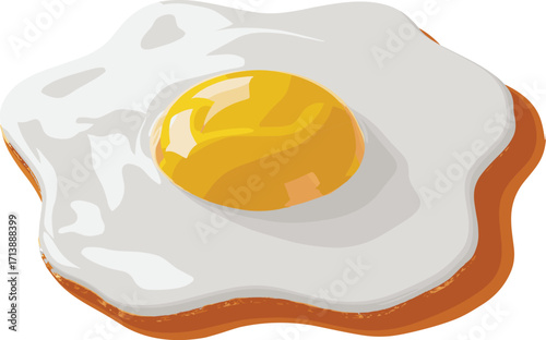 Delicious fried egg illustration, breakfast food vector, sunny side up egg graphic, yolk and white design for cooking projects