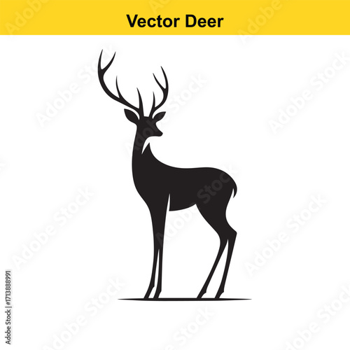 Deer Silhouette – Minimalist Wildlife Vector Art