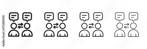 Verbal Communication Icon Set With Multiple Line Styles Vector Illustration