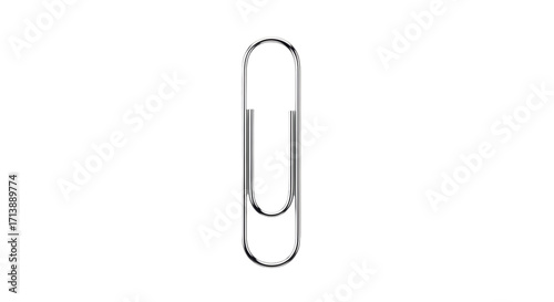 Fotografi Isolated Silver Metal Paper Clip, Stationery or Office Supply, Shiny and Clean,