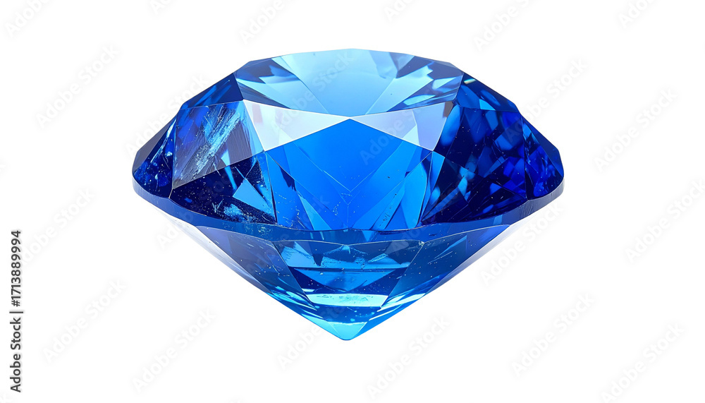 Fototapeta premium A stunning crystal blue gem isolated on solid white background Png format