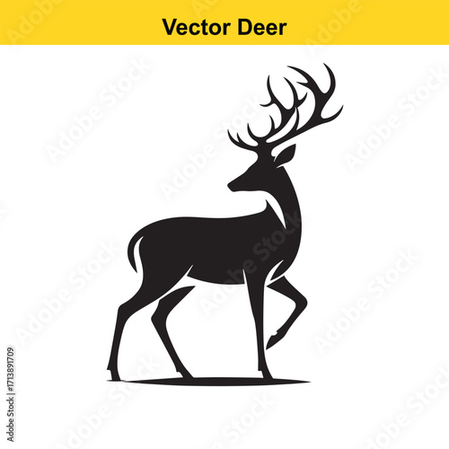 Deer Silhouette – Minimalist Wildlife Vector Art