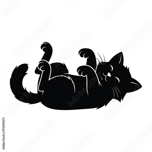 Playful Silhouette: A charming silhouette captures a cute cat in a moment of playful repose, evoking a sense of whimsy and carefree joy.