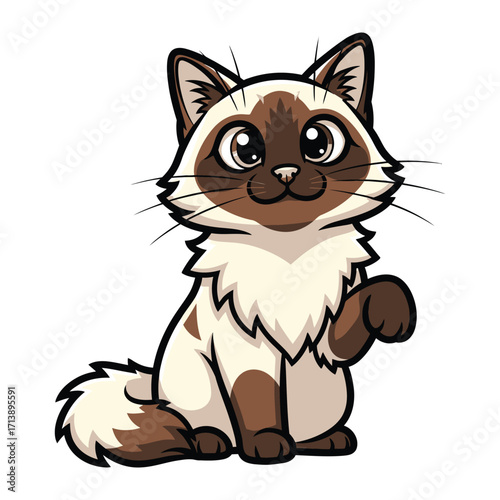 Adorable Cat Cartoon: A cute cartoon cat with striking features captivates with its charming personality and heartwarming expression.