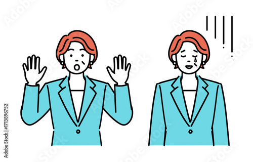 Simple illustration set of adult businesswoman