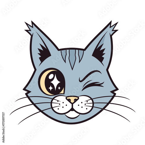 Winking Cat Icon: A charming illustration of a winking cat with a playful expression, radiating personality and a touch of whimsy.