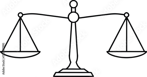 Black outline of a balance scale on white background 1