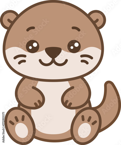Cute cartoon Otter Illustration for kids