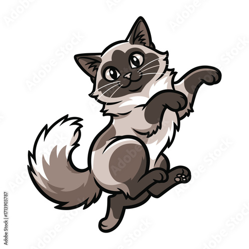 Playful Cat: An adorable cat, full of playful energy, rendered in vibrant illustrations, is caught mid-leap. This image showcases the joyous spirit of pet ownership.