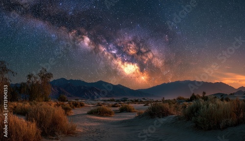 Milky Way over desert dunes