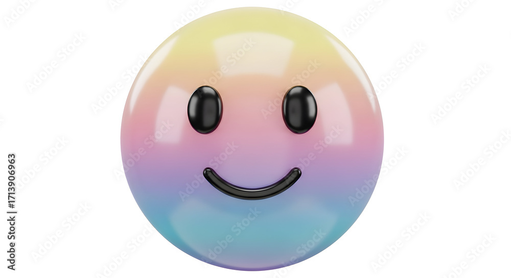 Fototapeta premium Happy smiley face easter egg with rainbow colors