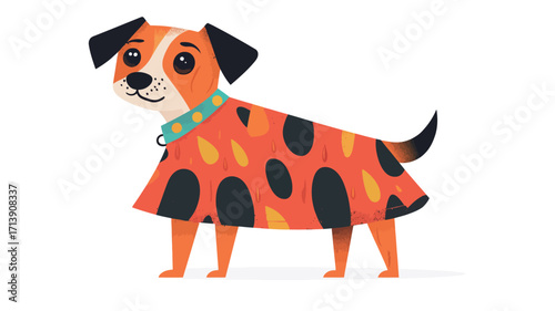 The image is a digital illustration of a cartoon dog. The dog is depicted in a simple, stylized manner with a predominantly orange and black color scheme. It is wearing a cloak or cape with a