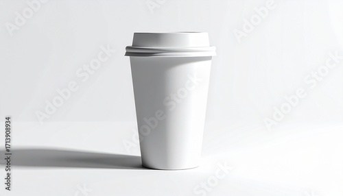 Wallpaper Mural Blank white disposable coffee cup mockup with a lid, standing upright against a clean, plain background, ideal for showcasing custom branding, logos, or beverage labels Torontodigital.ca