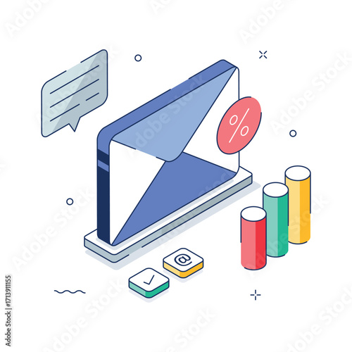 Take your hands on this amazing email marketing isometric illustration