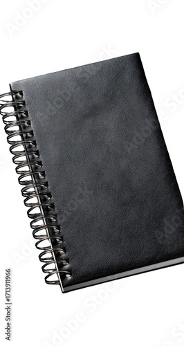 Dark gray spiral-bound notebook, close-up (1)