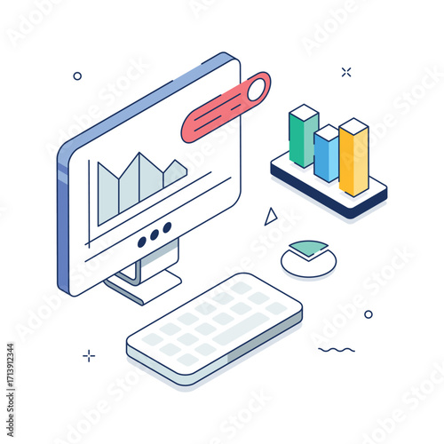 Take a look at this amazing isometric illustration of data analysis