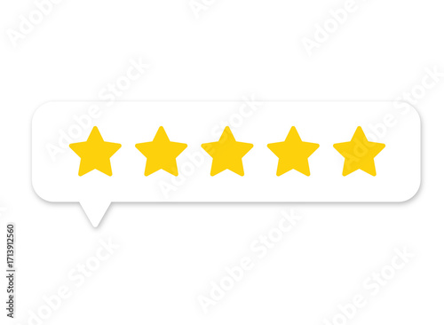 5 star rating PNG with transparent background, full rating feedback icon for review and customer satisfaction