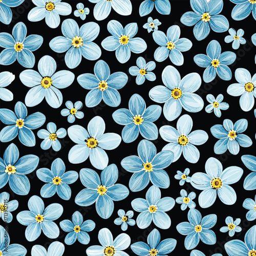 A seamless floral pattern featuring delicate white daisy and chamomile blossoms on a spring-inspired background.
