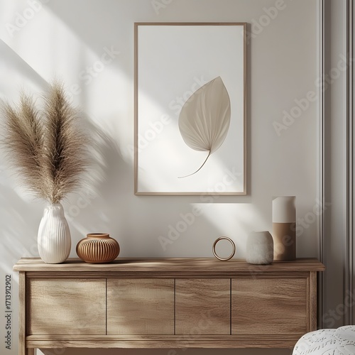 Scandinavian-style living room design with wooden accents, clean lines, and functional minimalist furnishings