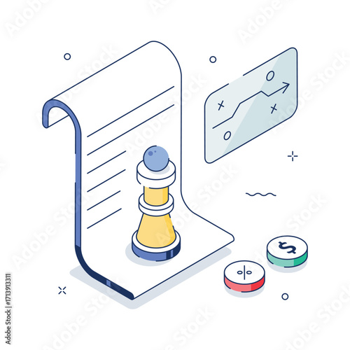 Get this amazing isometric illustration of market strategy