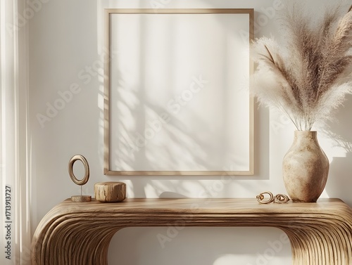 Modern Scandinavian interior of living room featuring natural wood elements, cozy textiles, and soft lighting, interior of a room