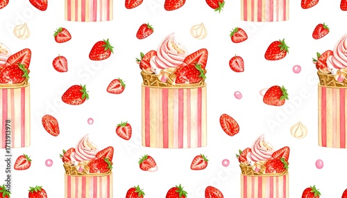 Strawberry ice cream waffle cone pattern