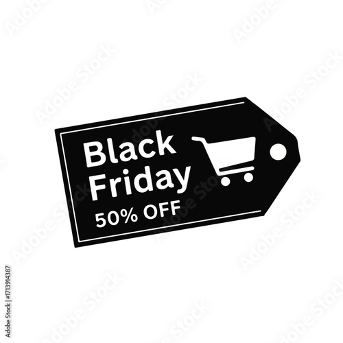 Black Friday Tag Shopping Cart Sale Illustration