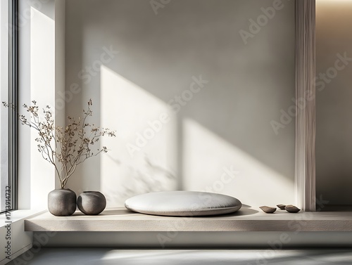 Minimalist home interior design styled with elegant accessories, sleek furniture, and soft natural lighting