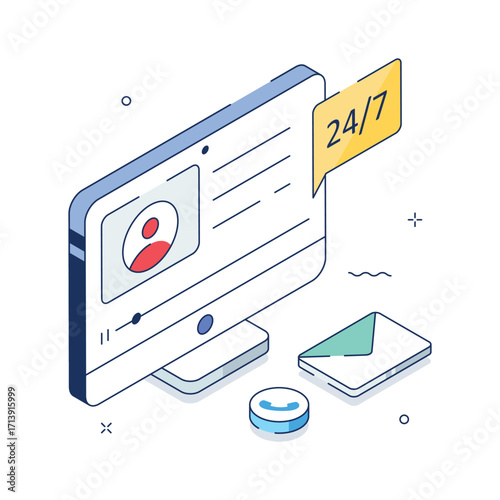 Grab this creative isometric illustration of customer support
