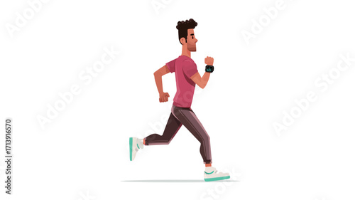 The image is a vector illustration of a man jogging. He is depicted in profile view, running from left to right. The style is flat and simple, with a low polygon count giving a slightly angular