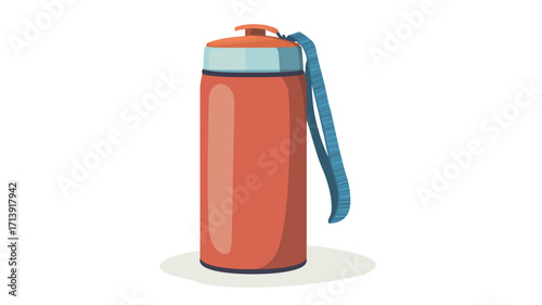 A digital illustration of a tall, cylindrical orange water bottle with a light-blue carry loop attached to the cap. The bottle has a simple design and appears to be made of plastic.