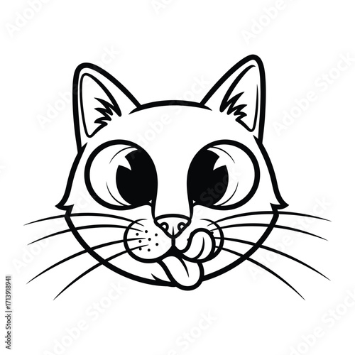 Whimsical Cat Illustration: A playful illustration of a cat with a tongue, embodies the essence of lightheartedness, fun, and the unique characteristics of feline joy.