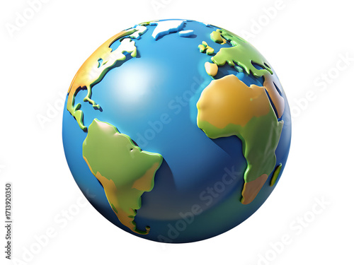Detailed earth globe showing continents and oceans isolated for global concepts