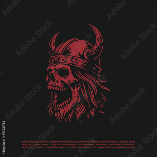 Hand drawn Viking skull screaming vector, gladiator dead man illustration