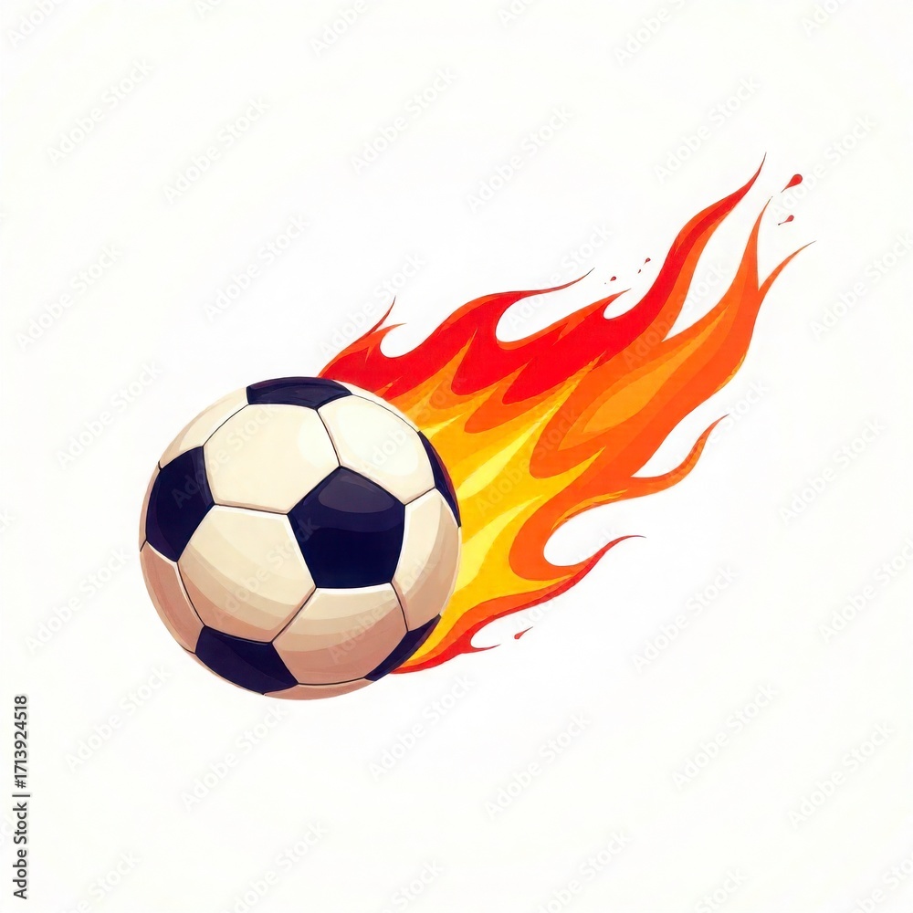 Fototapeta premium Soccer Ball with Flaming Trail Vector Icon on White Background