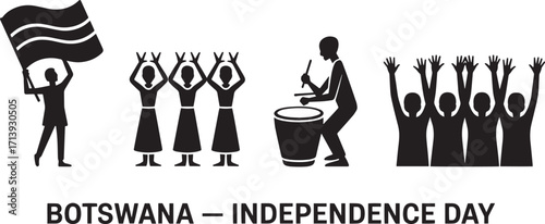 Botswana Independence Day Celebrations with National Pride and Cultural Performances Vector Graphic