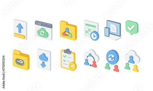 Cloud, data flat icon set. file management, backup and sync icons flat collection