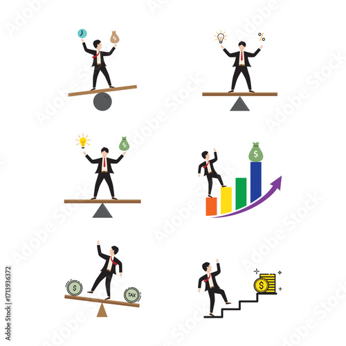 Businessman navigating financial concepts,