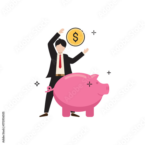 Business man  save money piggy bank