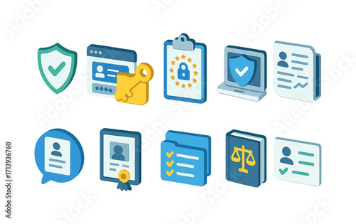 Security, privacy 3d icon set. data protection, cybersecurity icons collection