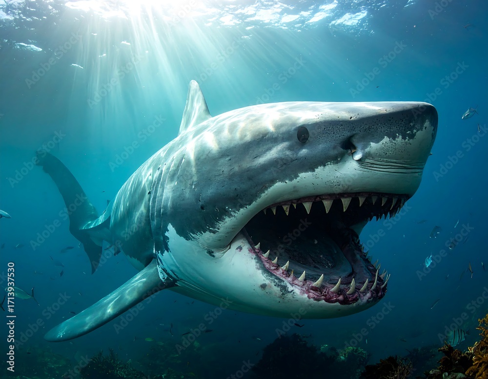 Naklejka premium Great white shark underwater