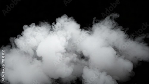White Smoke Puffs on Black Background - Abstract VFX.