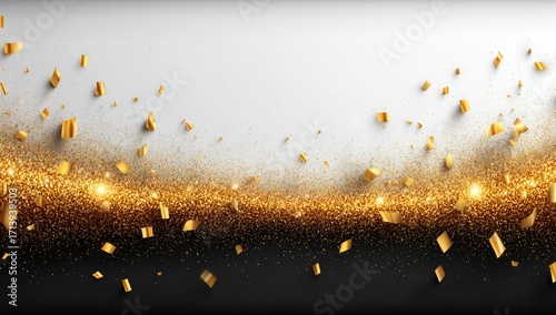 Gold confetti bursts over gradient background