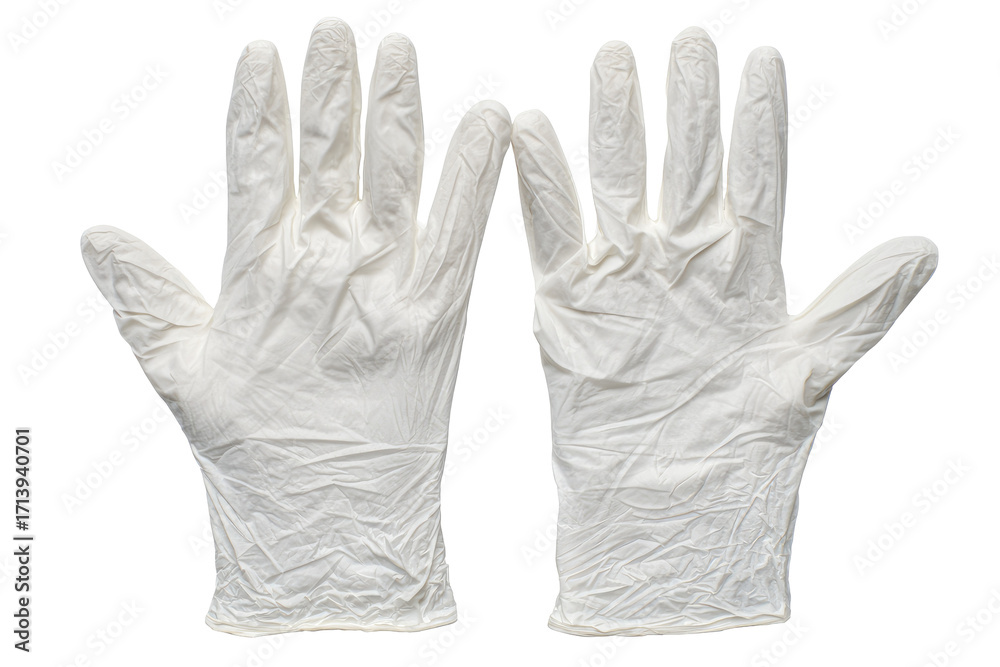 Obraz premium White Latex Gloves Medical Protective Handwear