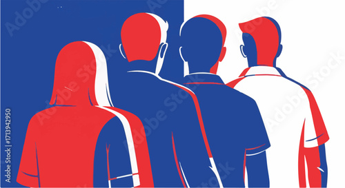 Diverse Group Back View Against Split Background