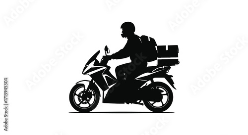 Delivery driver on a motorcycle swiftly transporting packages for customers