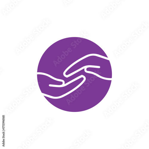 Helping, helping hand round abstract logo design, vector illustration