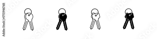 Key icon set. Isolated key vector set. Secure private sign. Lock key icon set.